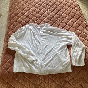 J Crew White Button down cotton cardigan